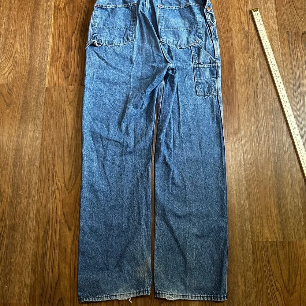 Round House Denim Overalls Mens 36x34 Blue Good Vintage Distressed Workwear